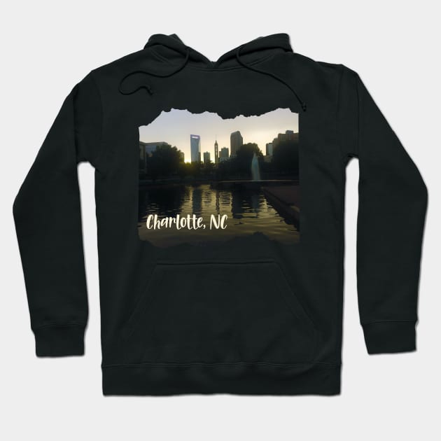 Cool photography of Charlotte North Carolina skyline blue sky sunset USA city break Hoodie by BoogieCreates